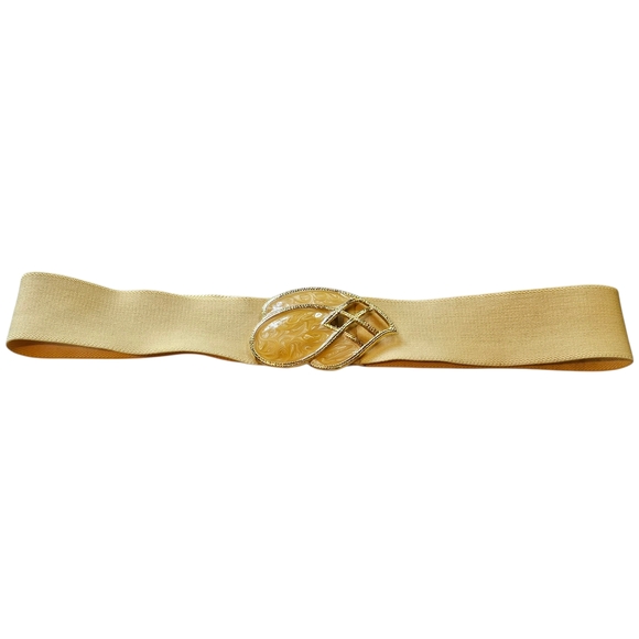 Vintage Day-Lor Women's Yellow Swirl Enamel & Gold Tone Stretch Belt - Picture 1 of 9